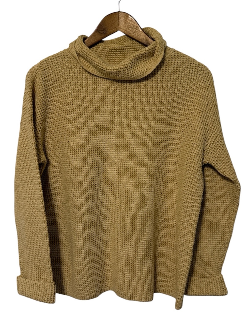 J. Jill Long Sleeve Turtle Neck Waffle Knit Sweater Beige LP Neutral Fall Warm